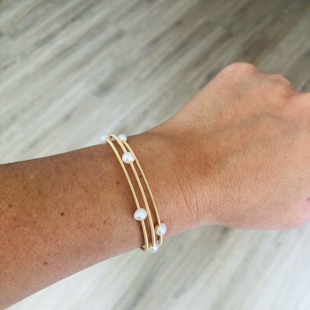 Freshwater Pearl Gold Fill Wire Wrap Bangle